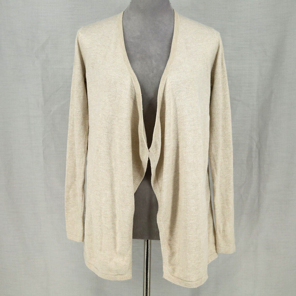 Lilly Pulitzer Sweaters - Lilly Pulitzer Sweater Womens XS Beige Cardigan Open Front Gold Metallic Coastal